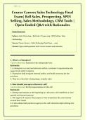 Course Careers Sales Technology Final Exam &vert; B2B Sales&comma; Prospecting&comma; Sales Methodology&comma; SPIN Selling&comma; Grammar &vert; Multiple Choice and Open-Ended Questions and Answers with Verified Rationales &vert; Get HighScore &vert; Instant Download&NewLine;&NewLine;