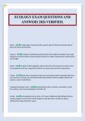 ECOLOGY EXAM QUESTIONS AND&NewLine;ANSWERS 2026 VERIFIED&period;