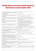 World History Final Exam With Questions &NewLine;And Answers Latest Update 2026 
