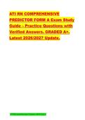 ATI RN COMPREHENSIVE &NewLine;PREDICTOR FORM A Exam Study &NewLine;Guide &ndash; Practice Questions with &NewLine;Verified Answers&period; GRADED A&plus;&period; &NewLine;Latest 2026&sol;2027 Update&period; 
