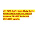 ATI TEAS MATH Exam Study Guide &ndash; &NewLine;Practice Questions with Verified &NewLine;Answers&period; GRADED A&plus;&period; Latest &NewLine;2026&sol;2027 Update&period; 