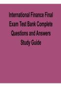 International Finance Final Exam Test Bank Complete Questions and Answers Study Guide Global Finance Practice Questions Solutions 2025&sol; 2026