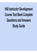 HSI Instructor Development Course Test Bank Complete Questions and Answers Study Guide Instructor Certification Teaching Methods Practice Questions Solutions 2025&sol; 2026