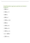 Simplifying Basic Logs Exam questions and answers&NewLine;Graded A&plus;