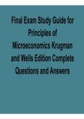 Final Exam Study Guide for Principles of Microeconomics Krugman and Wells Edition Complete Key Concepts Practice Questions Answers 2025&sol; 2026