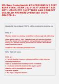MTS- Master Training Specialist COMPREHENSIVE TEST &NewLine;BANK FINAL EXAM 2026-2027NEWEST EXA &NewLine;WITH COMPLETE QUESTIONS AND CORRECT ANSWERS &NewLine;DETAILED ANSWERSVERIFIED 100&percnt; &NewLine;GRADED A&plus; 