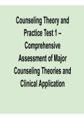 Counseling Theory and Practice Test 1 Comprehensive Assessment of Major Counseling Theories Study Guide Practice Questions Answers Counseling Exam Prep 2025&sol; 2026
