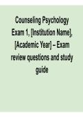 Counseling Psychology Exam 1 Institution Name Academic Year Exam Review Questions and Study Guide Counseling Psychology Practice Questions Answers