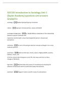 SOC101 Introduction to Sociology Unit 1&NewLine;&lpar;Saylor Academy&rpar; questions and answers&NewLine;Graded A&plus;