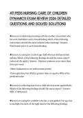ATI PEDS NURSING CARE OF CHILDREN&NewLine;DYNAMICS EXAM REVIEW 2026 DETAILED&NewLine;QUESTIONS AND SOLVED SOLUTIONS&NewLine;