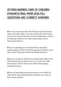 ATI PEDS NURSING CARE OF CHILDREN&NewLine;DYNAMICS FINAL PAPER 2026 FULL&NewLine;QUESTIONS AND CORRECT ANSWERS