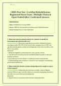 CRRN Post Test &vert; Certified Rehabilitation Registered Nurse Exam &vert; Multiple Choice and Open-Ended Questions and Answers with Confirmed Rationales &vert; Get HighScore &vert; Instant Download&NewLine;&NewLine;