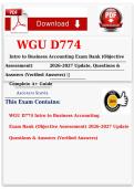 WGU D774 Intro to Business Accounting Exam Bank Objective Assessment Questions and Answers Study Guide Pack