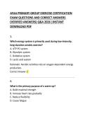 AFAA Primary Group Exercise Certification Exam Questions and Correct Answers Study Guide