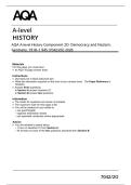 AQA A-level History Component 2O  Democracy and Nazism&colon; &NewLine;Germany&comma; 1918&ndash;1 945 &lpar;7042&sol;2O&rpar; 2026