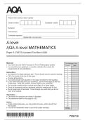 AQA A-level MATHEMATICS&NewLine;Paper 3 &lpar;7357&sol;3&rpar; Updated Test Bank 2026&NewLine;