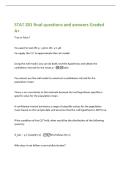 STAT 201 final questions and answers Graded&NewLine;A&plus;