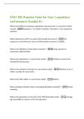 STAT 201 Practice Tests for Test 1 questions&NewLine;and answers Graded A&plus;