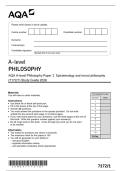 AQA A-level Philosophy Paper 1  Epistemology and moral philosophy &NewLine;&lpar;7172&sol;1&rpar; Study Guide 2026