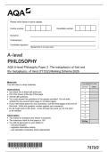 AQA A-level Philosophy Paper 2  The metaphysics of God and &NewLine;the metaphysics  of mind &lpar;7172&sol;2&rpar; Marking Scheme 2026