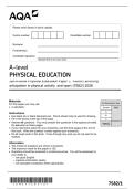 AQA A-level Physical Education Paper 1  Factors affecting &NewLine;participation in physical activity  and sport &lpar;7582&sol;&rpar; 2026