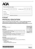 AQA A-level Physical Education Paper 1  Factors affecting &NewLine;participation in physical activity  and sport &lpar;7582&sol;1&rpar; 2026