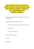 MECHATRONICS FINAL EXAM STUDY &NewLine;GUIDE 2026&sol;2027 COMPLETE QUESTIONS &NewLine;WITH VERIFIED CORRECT ANSWERS &vert;&vert; &NewLine;100&percnt; GUARANTEED PASS &NewLine;<NEWEST VERSION> 