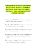 CANNON TRUST FUNDAMENTALS EXAM &NewLine;STUDY GUIDE 2026&sol;2027 COMPLETE &NewLine;QUESTIONS WITH VERIFIED CORRECT &NewLine;ANSWERS &vert;&vert; 100&percnt; GUARANTEED PASS &NewLine;<NEWEST VERSION> &NewLine;