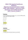 WGU C784 Applied Healthcare Statistics Objective Assessment Exam Questions and Answers Complete Practice Test Bank with Verified Solutions for Exam Preparation