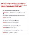FIFA Football Agent Exam&colon; Regulations&comma; Statutes & Support &NewLine;Materials Newest Final Exam 2026-2027 With Complete &NewLine;Questions & Accurate AnswersBrand New&excl;&excl;&excl;  FIFA Football Agent Exam&colon; Regulations&comma; Statutes & Support &NewLine;Materials Newest Final Exam 202