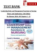 Leadership Roles and Management Functions Exam Questions and Answers Complete Practice Test Bank for Nursing Leadership and Management Exam Preparation