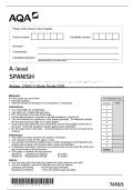 A-level &NewLine;SPANISH &NewLine;AQA A-level Spanish Paper 1  Listening&comma; Reading ading and &NewLine;Writing  &lpar;7692&sol;1&rpar; Study Guide 2026 