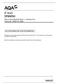 A-level &NewLine;SPANISH &NewLine;AQA A-level Spanish Paper 1  Listening Test &NewLine;Transcript  &lpar;7692&sol;1&sol;T&rpar; 2026