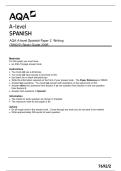 A-level &NewLine;SPANISH &NewLine;AQA A-level Spanish Paper 2  Writing &NewLine;&lpar;7692&sol;2&rpar; Study Guide 2026