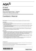 A-level &NewLine;SPANISH &NewLine;AQA A-level Spanish Paper 3  Speaking &NewLine;&lpar;7692&sol;3T&sol;3V&rpar; Marking Scheme 2026