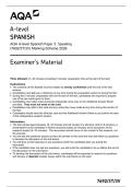 A-level &NewLine;SPANISH &NewLine;AQA A-level Spanish Paper 3  Speaking &NewLine;&NewLine;&lpar;7692&sol;3T&sol;3V&rpar; Marking Scheme 2026