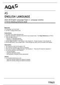 AQA AS English Language Paper 2  Language varieties &NewLine;&lpar;7701&sol;2&rpar; Marking Scheme 2026