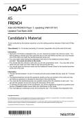 AQA AS FRENCH Paper 3  speaking &lpar;7651&sol;3T&sol;3V&rpar; &NewLine;Updated Test Bank 2026 