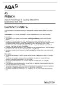 AQA AS French Paper 3  Speaking &lpar;7651&sol;3T&sol;3V&rpar; &NewLine;Updated Test Bank 2026