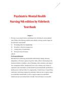 Psychiatric Mental Health Nursing &lpar;9th Edition&rpar; &ndash; Test Bank &lpar;Sheila L&period; Videbeck&rpar; Complete Exam Questions & Answers 2026