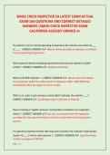 SMOG CHECK INSPECTOR CA LATEST EXAM ACTUAL &NewLine;EXAM 150 QUESTIONS AND CORRECT DETAILED &NewLine;ANSWERS &vert;SMOG CHECK INSPECTOR EXAM &NewLine;CALIFORNIA ALREADY GRADED A&plus;