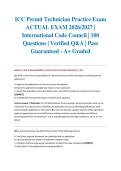 ICC Permit Technician Practice Exam ACTUAL EXAM 2026&sol;2027 &vert; International Code Council &vert; 100 Questions &vert; Verified Q&A &vert; Pass Guaranteed - A&plus; Graded&NewLine;&NewLine;