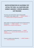 WATER DISTRIBUTION D2 CALIFORNIA TEST ACTUAL TEST 2026 &vert; ALL QUESTIONS AND CORRECT ANSWERS &vert; VERIFIED ANSWERS &vert; JUST RELEASED