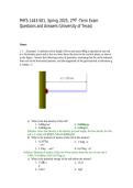PHYS 1443-501&comma; Spring 2025&comma; 2nd -Term Exam Questions and Answers &lpar;University of Texas&rpar;