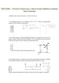 PHYS2002 &ndash; Practice Final Exam 1 with Accurate Solutions-Louisiana State University