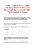 NR 547 CEA Exam ACTUAL EXAM 2026&sol;2027 &vert; Chamberlain Pre-Clinical Diagnostic &vert; 75 Questions &vert; Verified Q&A &vert; Pass Guaranteed - A&plus; Graded&NewLine;&NewLine;