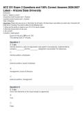ACC 231 Exam 2 Questions and 100&percnt; Correct Answers 2026&sol;2027 Latest &ndash; Arizona State University