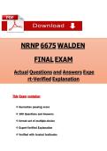 NRNP 6675 WALDEN FINAL EXAM &ndash; 400&plus; VERIFIED Q&A WITH EXPERT RATIONALES &vert; PMHNP CARE ACROSS THE LIFESPAN II