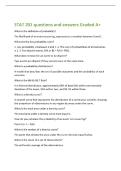 STAT 201 questions and answers Graded A&plus;