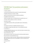 STAT201 Exam Two questions and answers&NewLine;Graded A&plus;